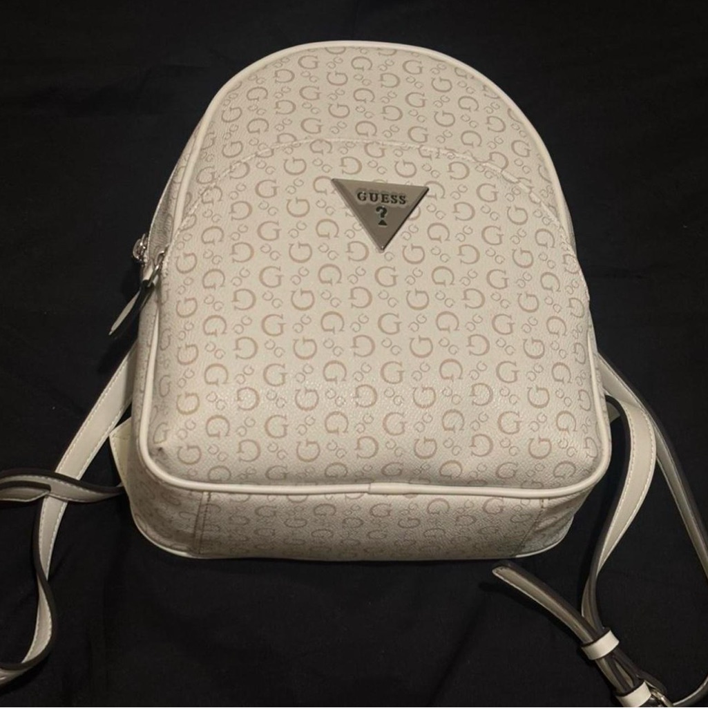Guesspatterned Cream Backpack
